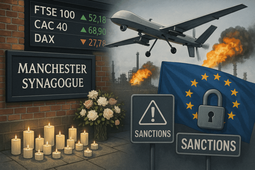 Europe bulletin: Manchester synagogue attack aftermath, stocks close higher